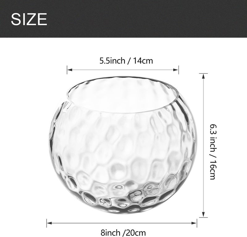 BinoBro Fixture Replacement Globe Shade with 1.65 Inch Fitter, 8 Inch Diameter, E26 Base 1-5/8 Inch Fitter, Glass Lampshade Cover for Pendant Wall Sconce Chandelier Vanity Light (Hammered Clear) - Image 2